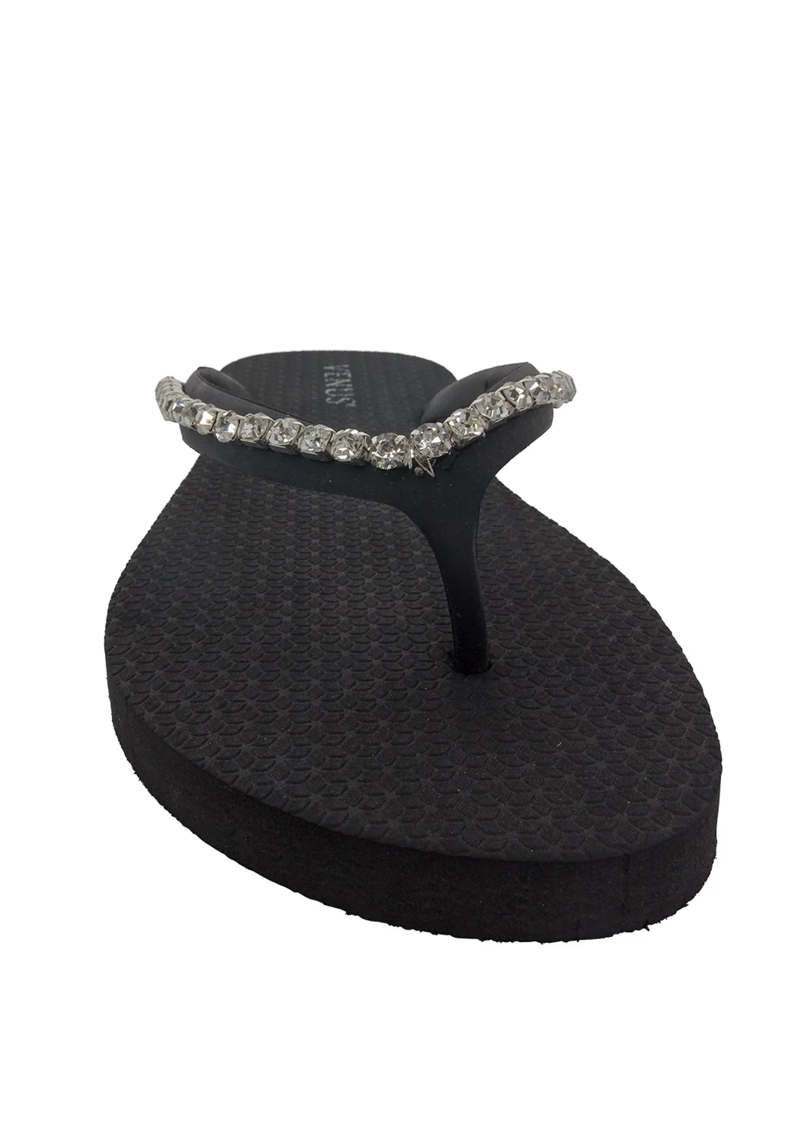 Rhinestone Flip Flop Sandals Black