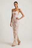 Embellished Scoop Neck Backless Maxi Dress in Ivory