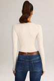Modal Round Neck Long Sleeve Bodysuit in Cream
