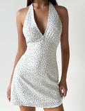 DYLAN HALTER MINI DRESS WHITE POLKA