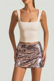 Sequin Embellished Mini Skirt in Silver