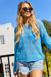 Talissia Blue Open Knit Crewneck Sweater