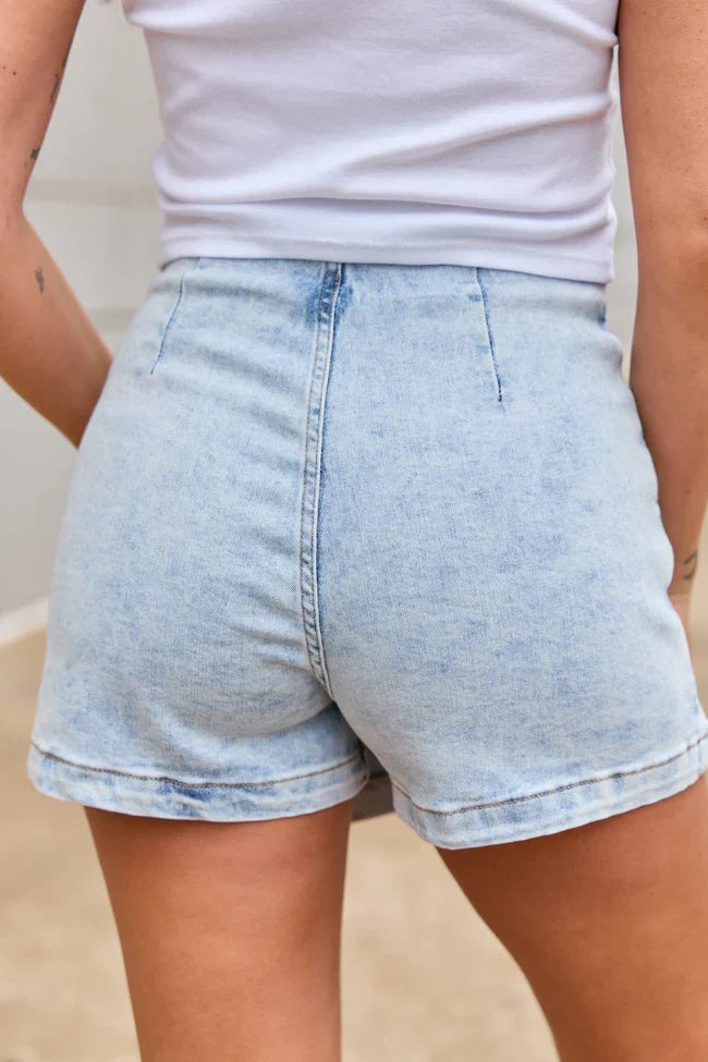 My Favorite Light Wash Acid Wash Denim Skort