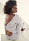 Knot Back Top And Pants Set Vanilla Heather