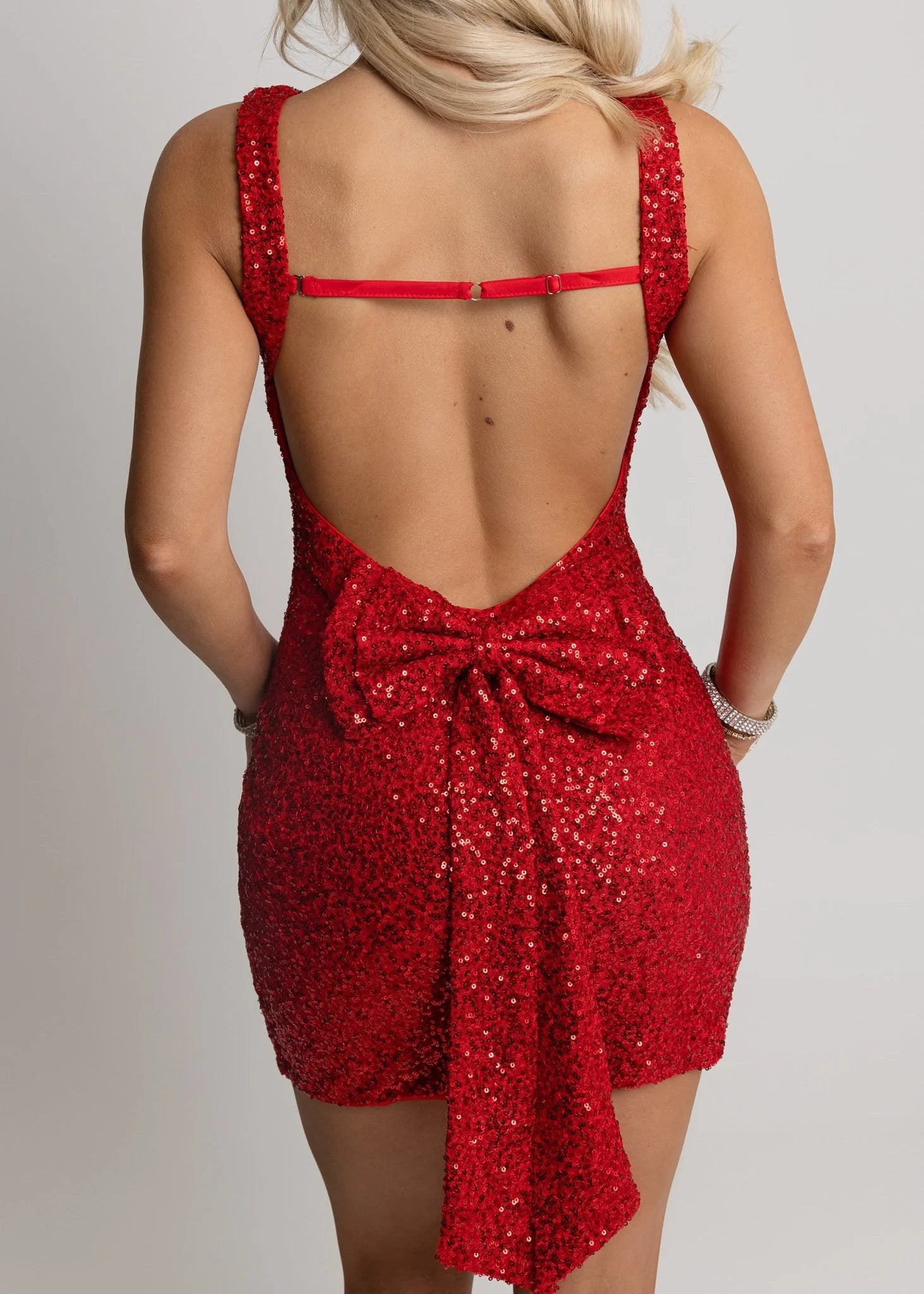 Need Your Heart Backless Bow Mini Dress Red