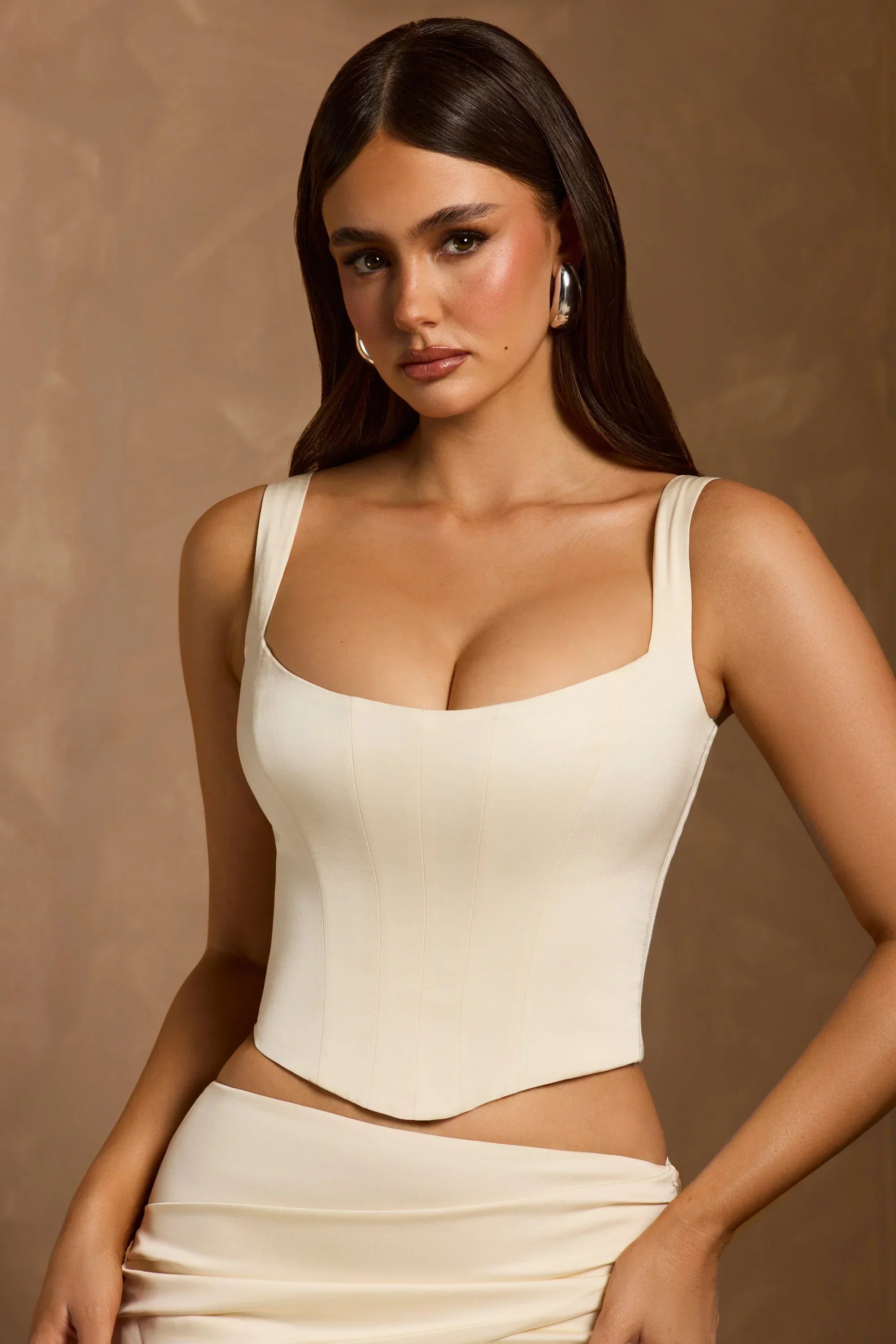 Lace Up Corset Top in Ivory