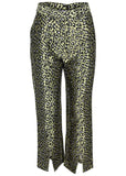 Jacquard Slit Hem Pants Black Gold