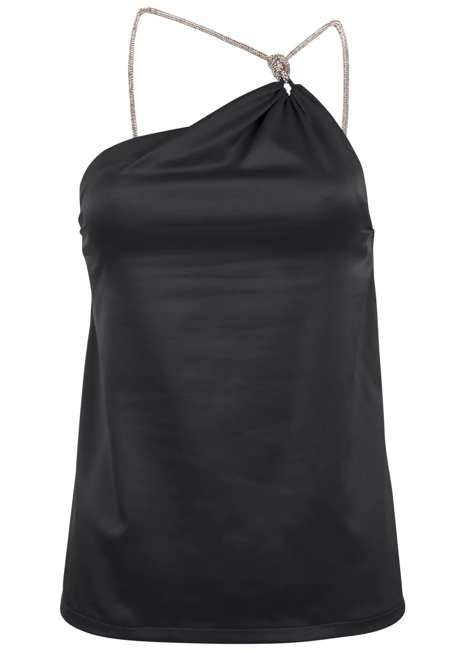 Shimmer One Shoulder Top Jet Black