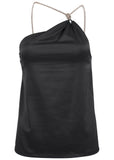 Shimmer One Shoulder Top Jet Black