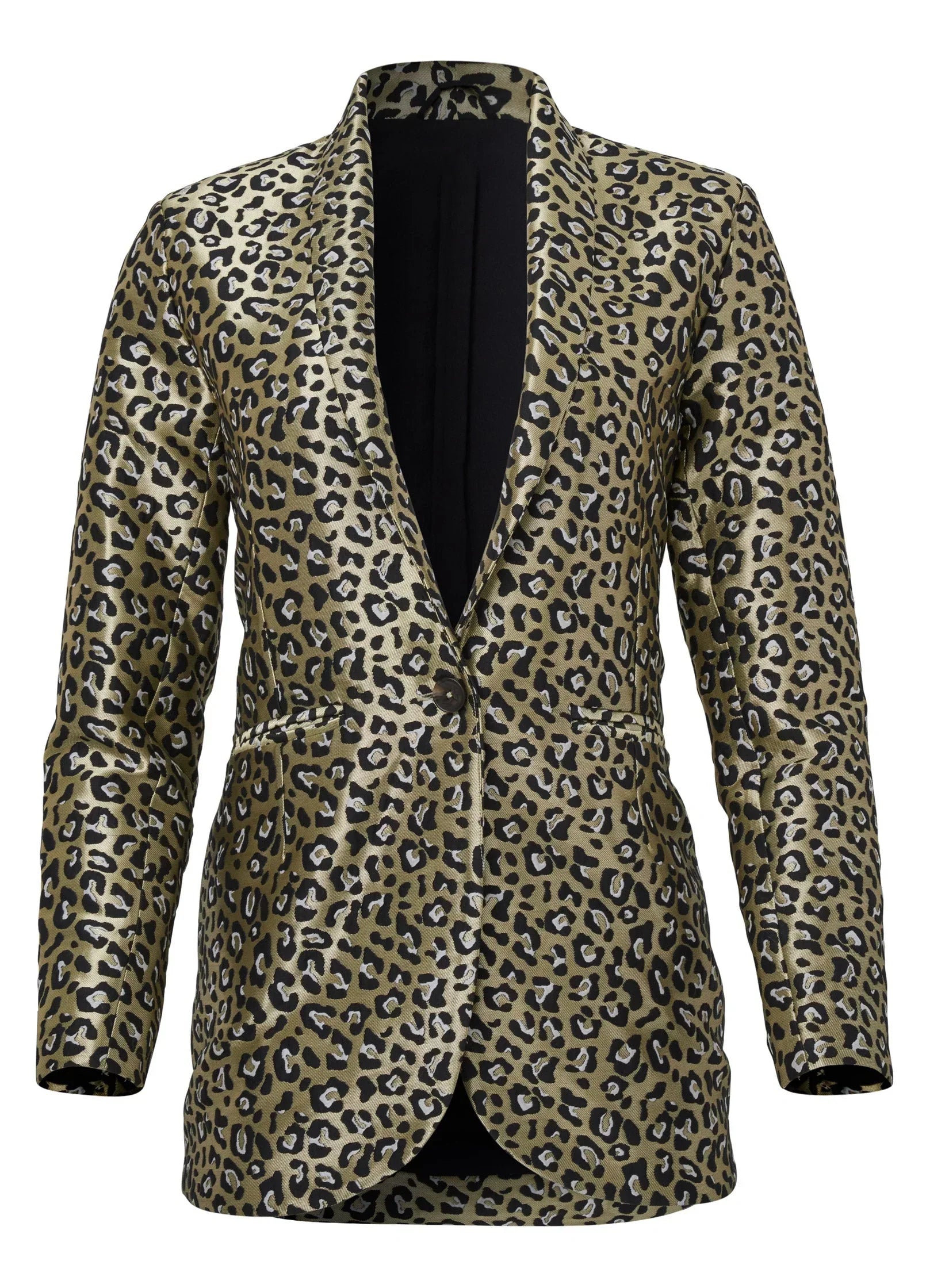 Leopard Jacquard Blazer Black Gold