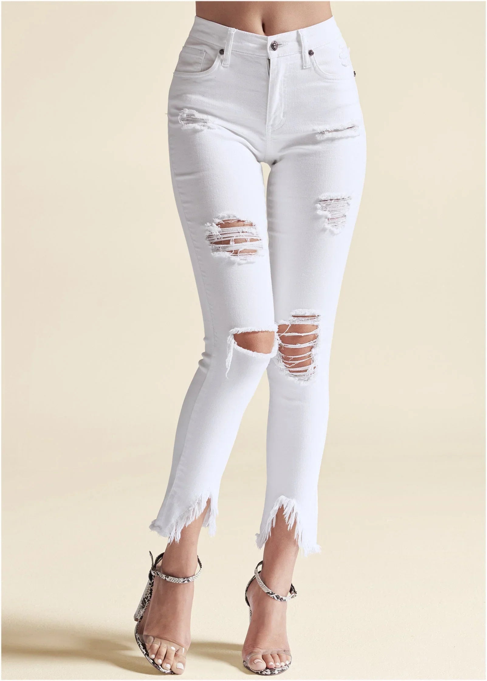 Triangle Hem Jeans White