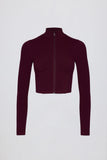 Soft Active Zip Up Cropped Jacket in Burgundy