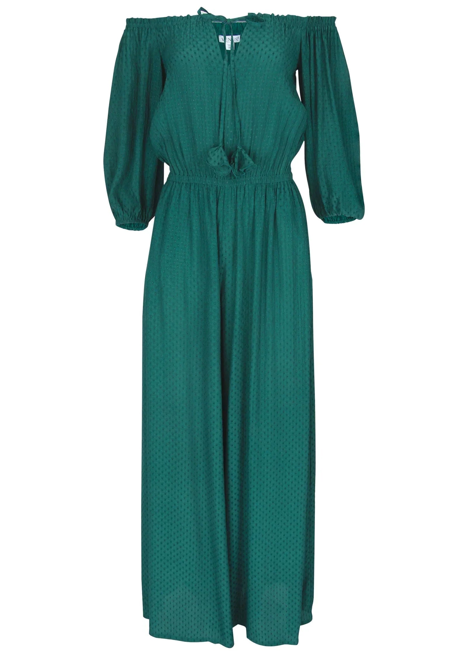 Off The Shoulder Jumpsuit Teal Green