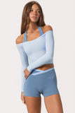 Soft Jersey Off Shoulder Top in Powder Blue