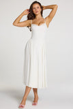 Modal Lace Trim Midaxi Dress in White