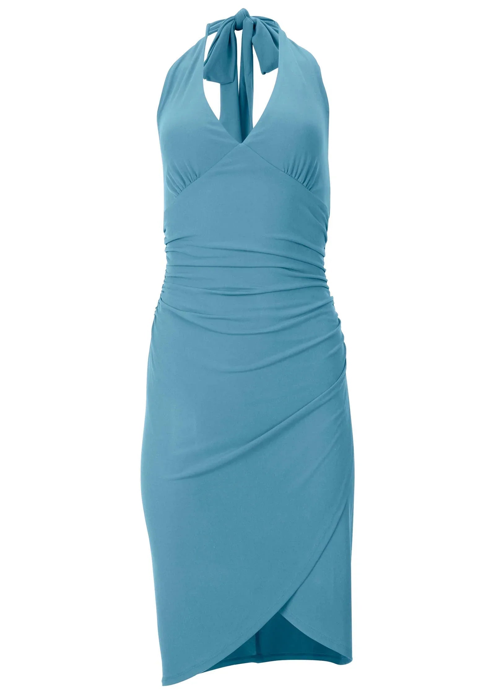 Halter Wrap Dress Blue
