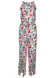 Linen Front Slit Jumpsuit Gouache Leopard Multi