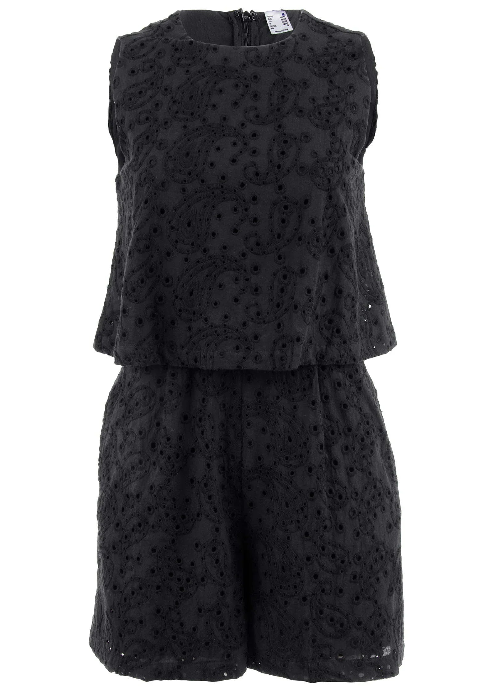 Paisley Eyelet Romper Black