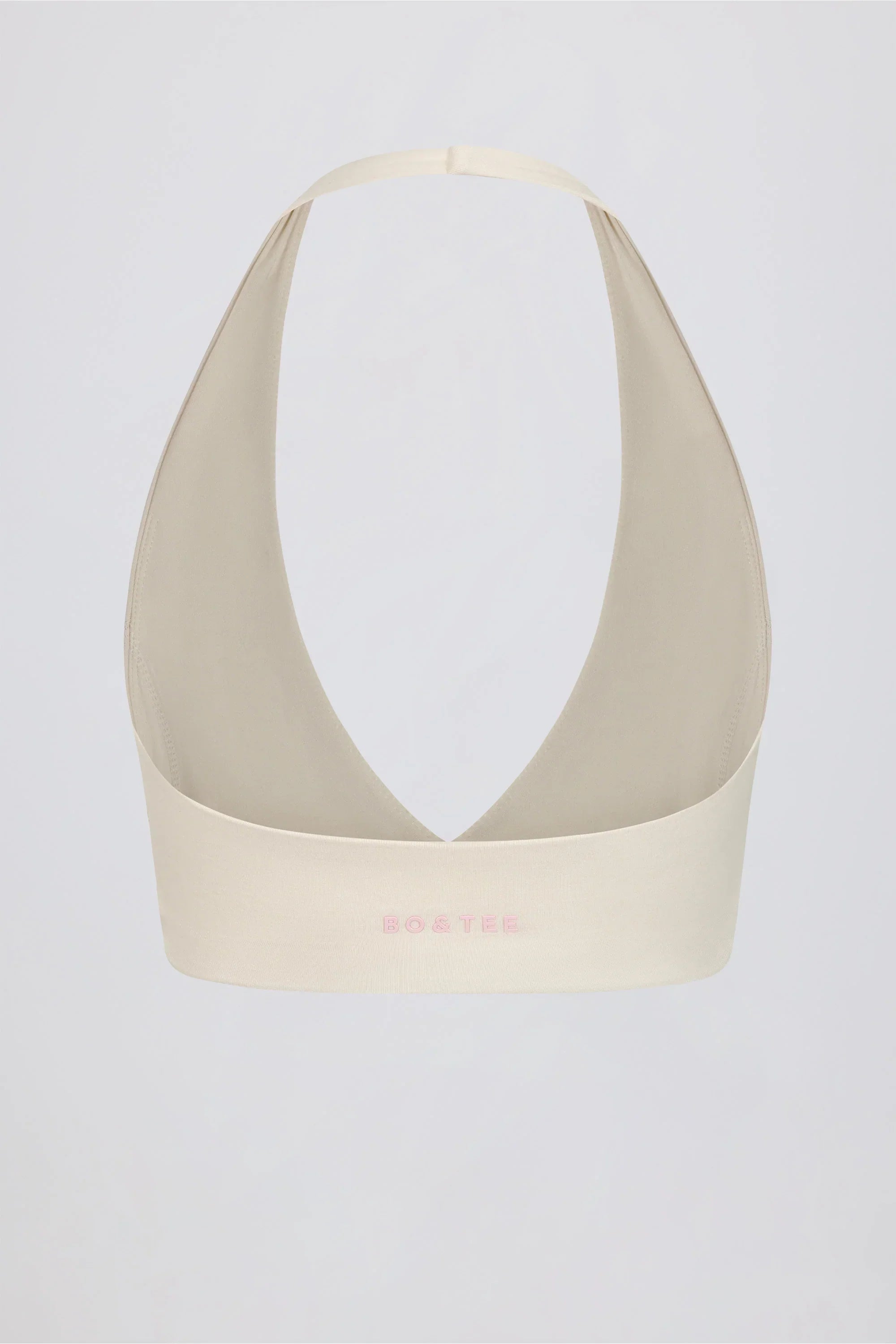 Brushed Jersey V Neck Sports Bra in Vanilla