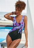 Tie Front One Piece Violet Mixed Animal