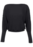 Bling Cold Shoulder Blouse Jet Black