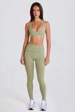 Foldover Mid Rise Stirrup Leggings in Matcha