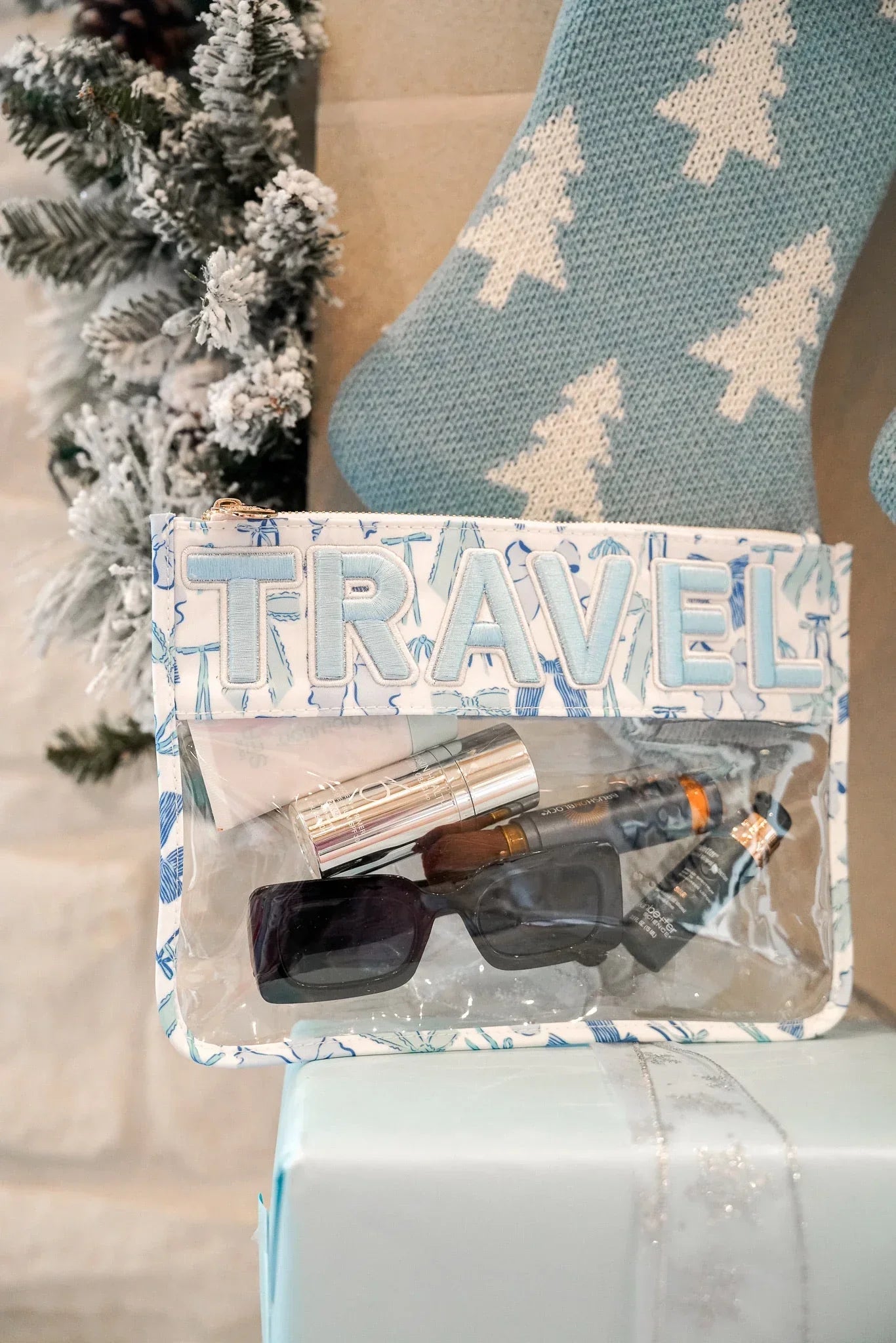 KenzKustomz Blue Bow Clear Pouch Travel
