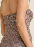 Strapless Lace Dress Mocha