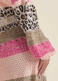 Mixed Print Belted Duster Pink Multi