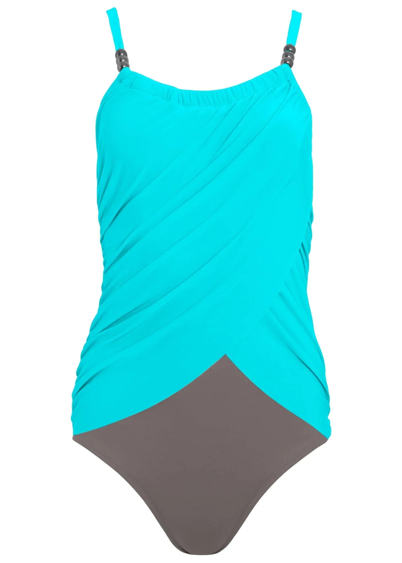 Slimming Draped One Piece Aqua Reef Stone