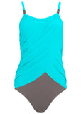 Slimming Draped One Piece Aqua Reef Stone