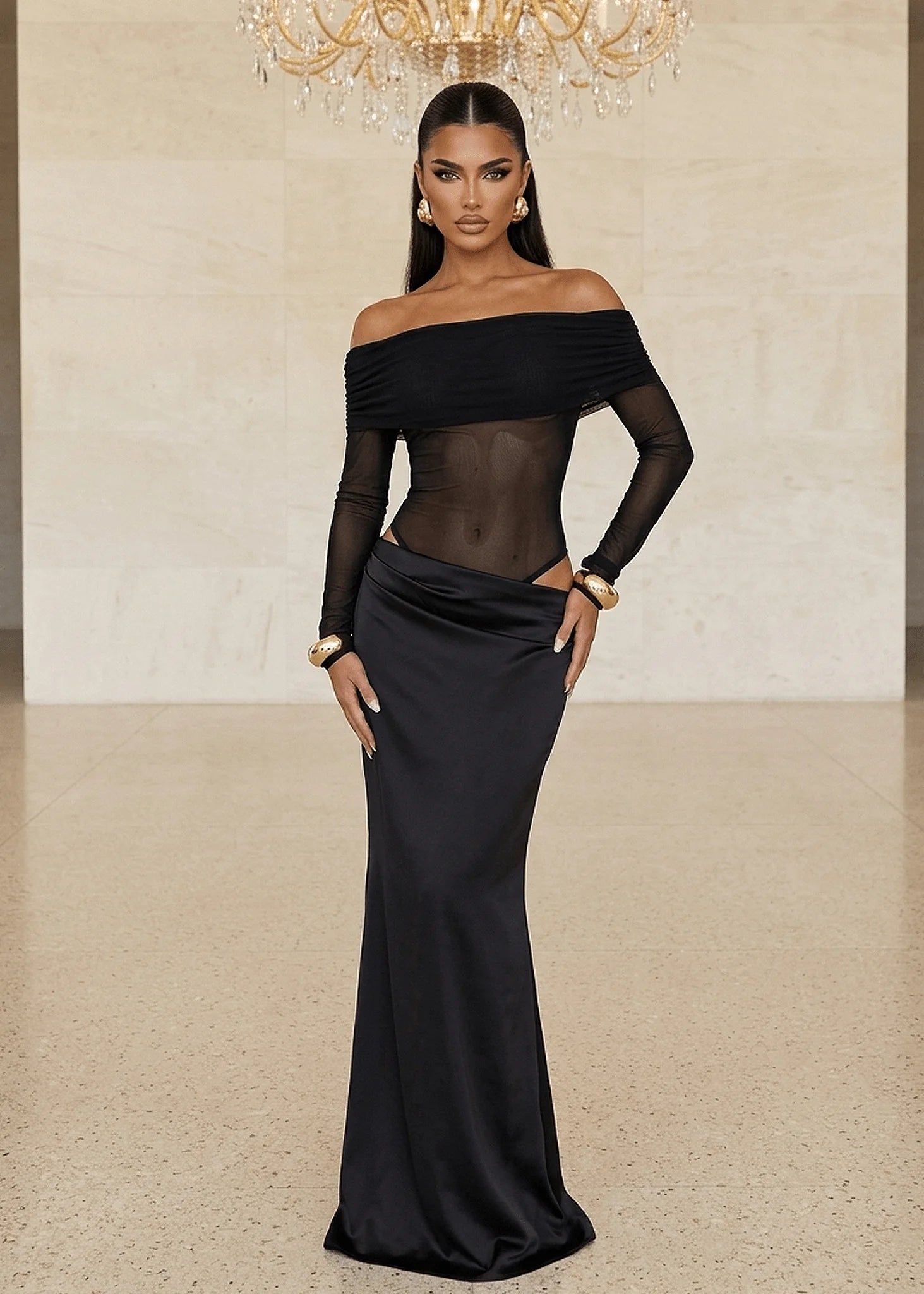 Unavailable Energy Cut Out Maxi Dress Black