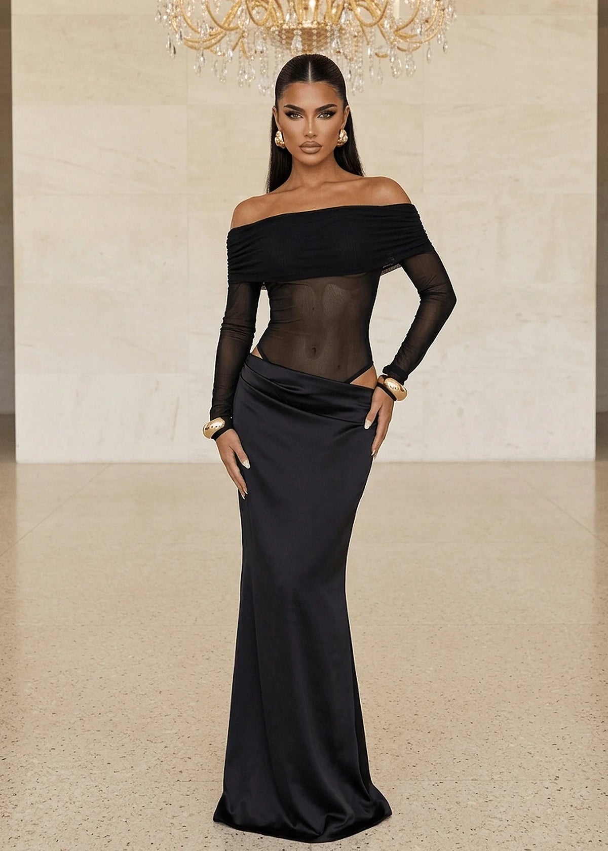 Unavailable Energy Cut Out Maxi Dress Black