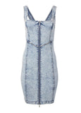 Zip Front Tank Denim Dress Acid Wash