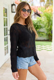 Talissia Black Open Knit Crewneck Sweater