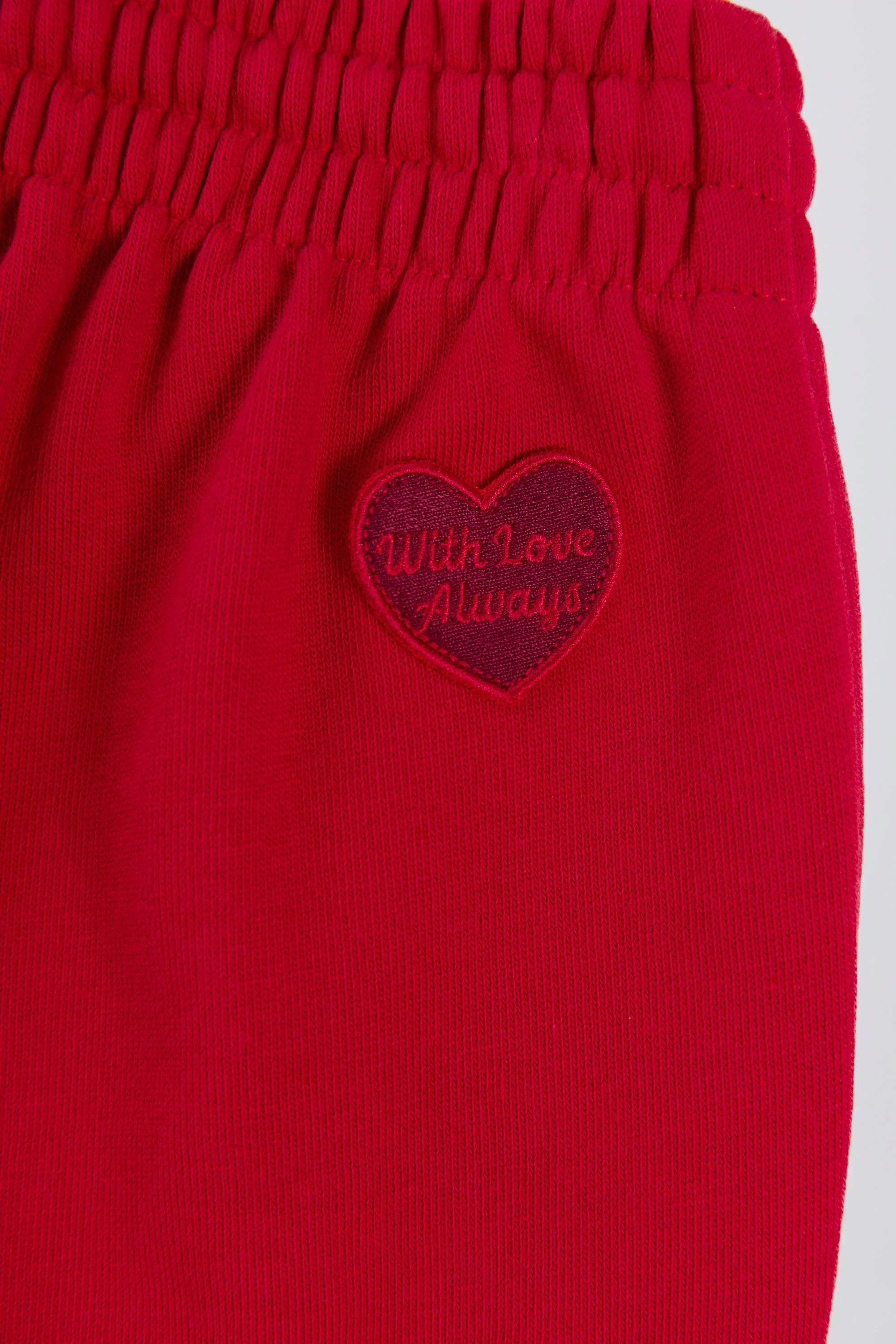 Soft Cotton Jersey Mid Rise Wide Leg Joggers in Hot Red