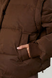 Cropped Puffer Jacket with Detachable Sleeves in Cocoa Brown