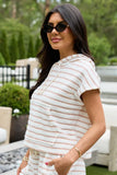 All I Need Taupe Striped Hooded Top