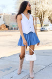 Emilia Denim Blue Pleated Skort