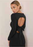 Open Back Maxi Dress Jet Black