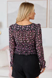 Camila Black Floral Ruched Top SALE