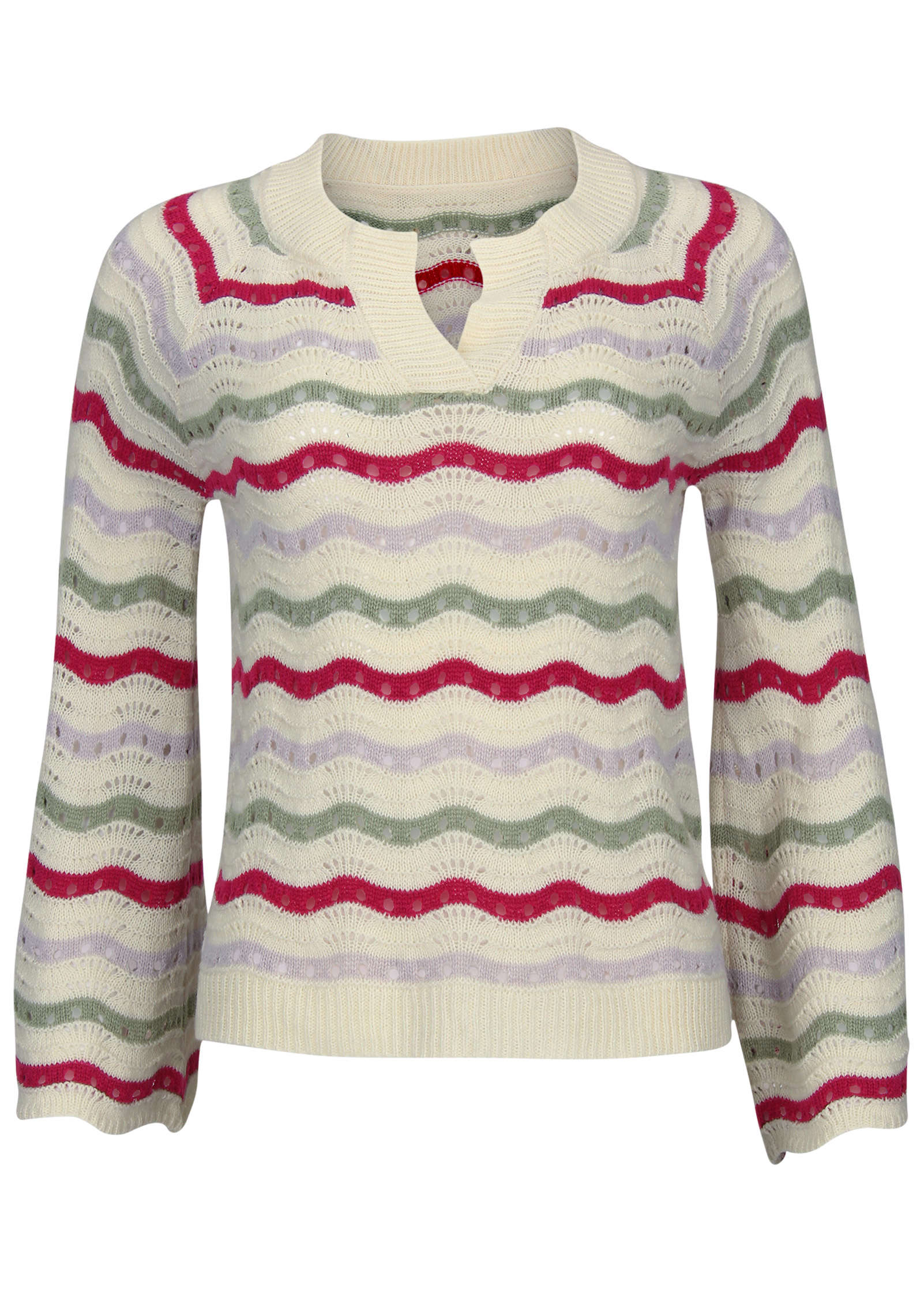 Stripe Pointelle Sweater Grey Multi