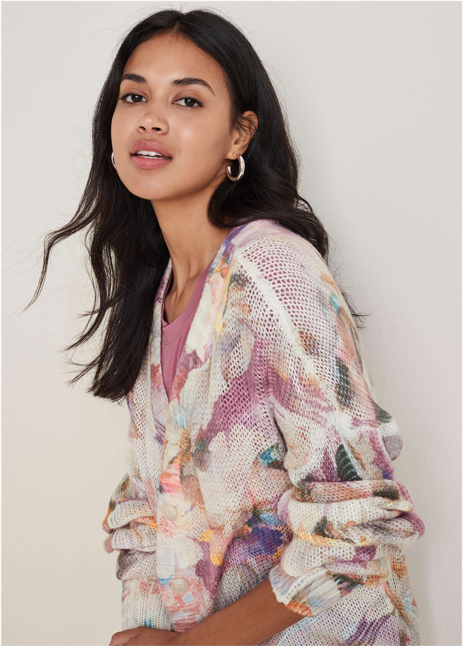 Light Weight Cardigan Digital Wildflowers