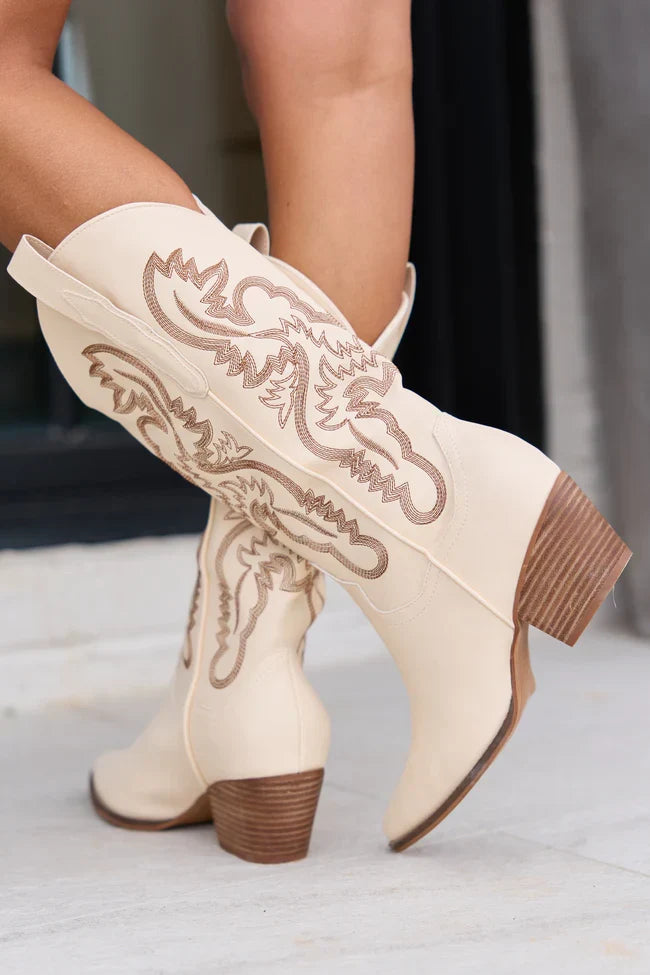 Amaya Beige Cowboy Boot