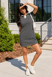 Prepared For Anything Black and White Collared Stripe Dress