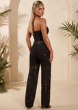 Need A Reason Lace Panel Sparkle Jeans Black