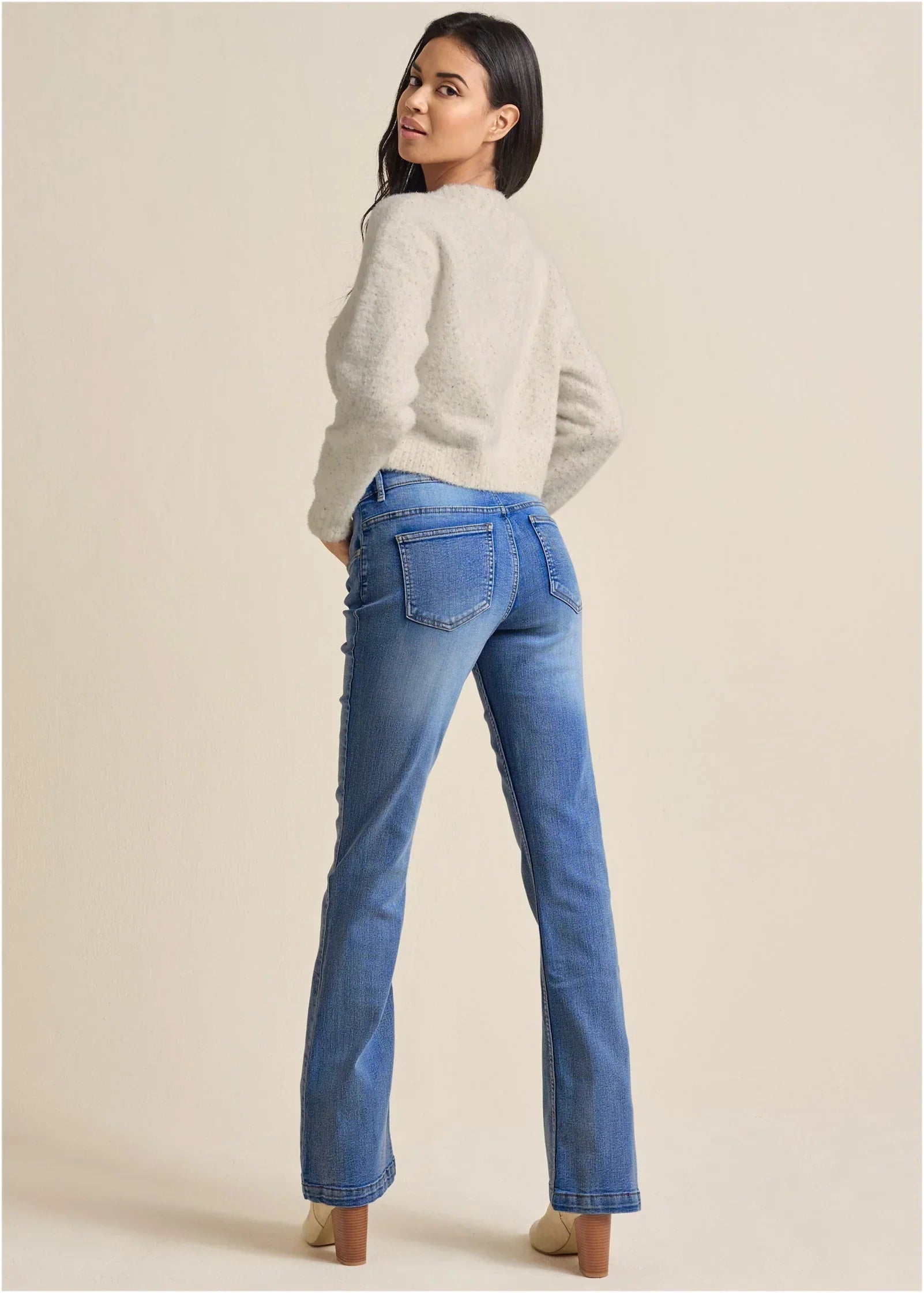 V Neck Sweater White Multi