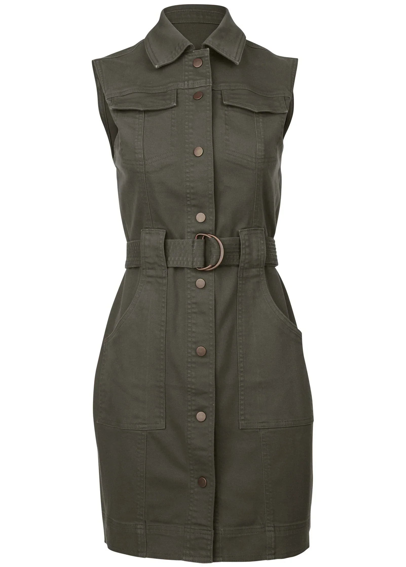 Colored Twill Utility Dress Olive