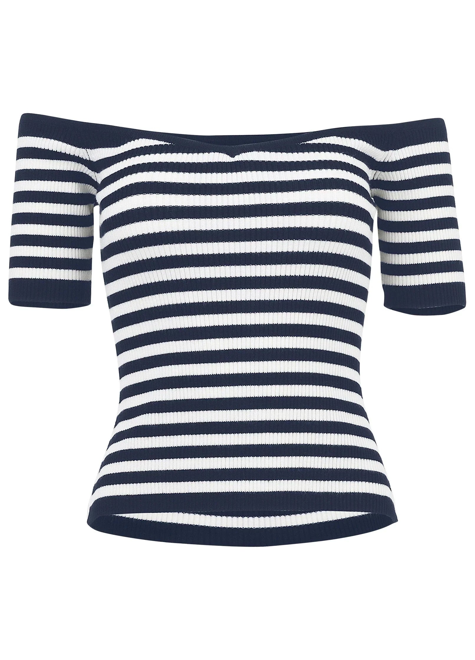 Off The Shoulder Sweater Black Iris Combo