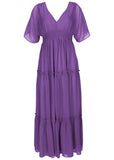Flutter Sleeve Maxi Dress Cattleya Orchid